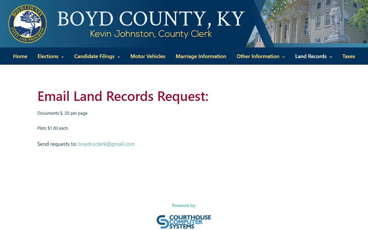 Boyd County Circuit Court Clerk records county clerk land records page