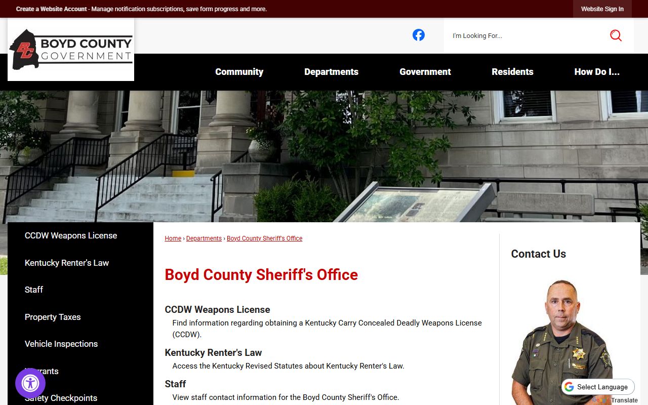 Boyd County court records sheriff office page