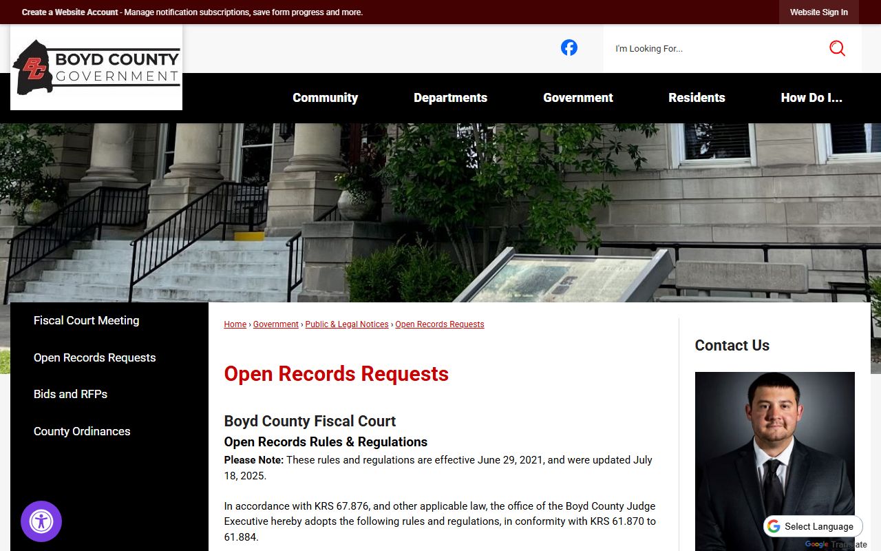 Boyd County court records open records request page