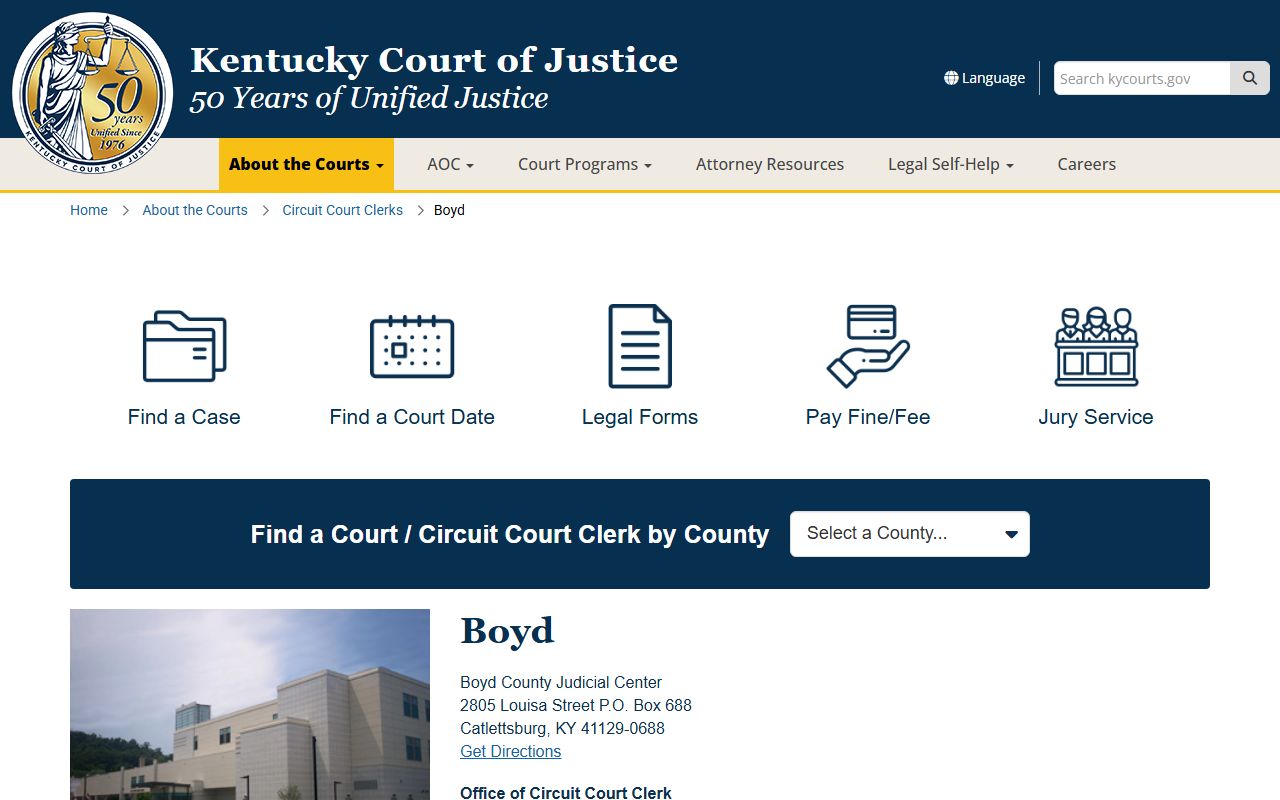 Boyd County court records official KCOJ page