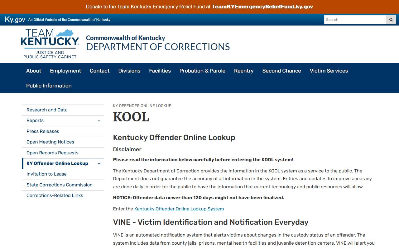 Boyd County inmate records Kentucky KOOL offender lookup information