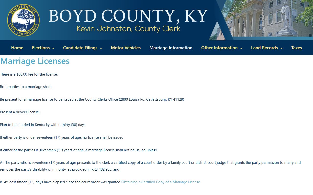 Boyd County marriage records marriage license page