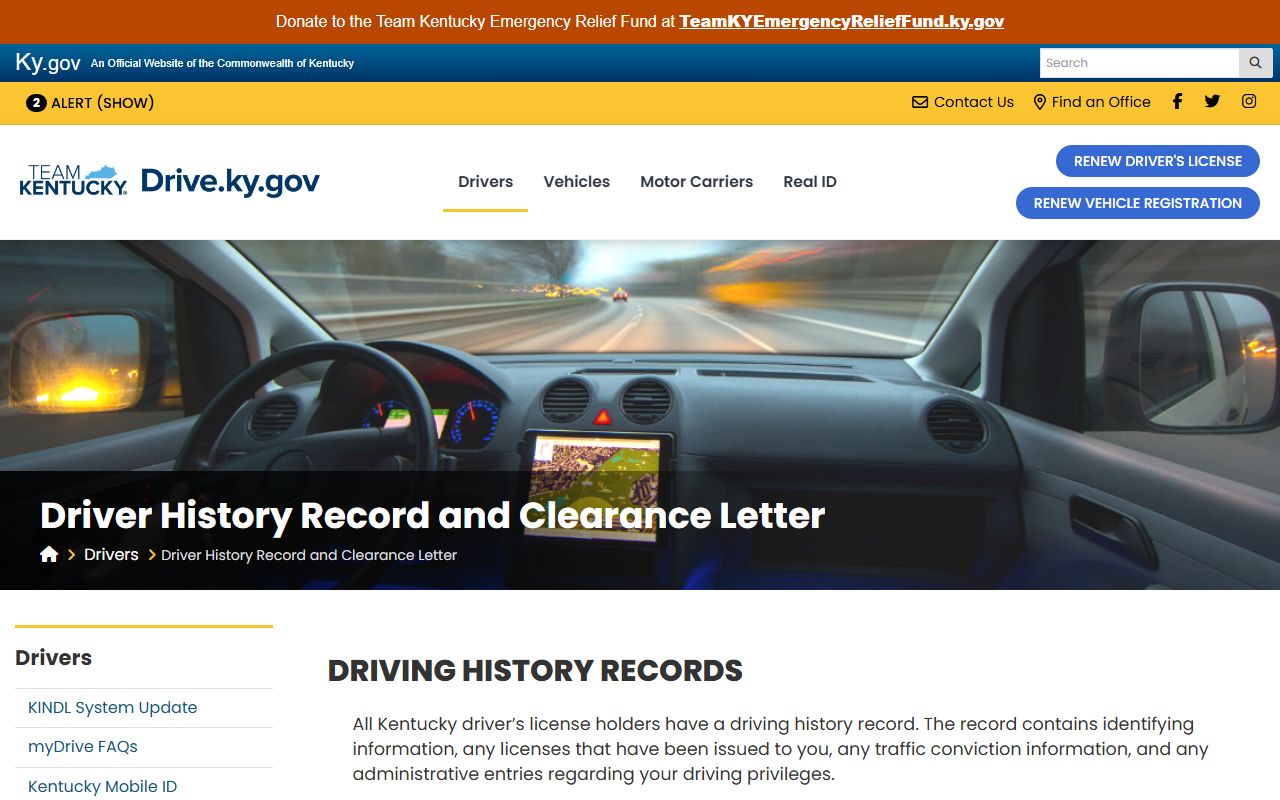 Boyd County traffic court records Kentucky driver history record page